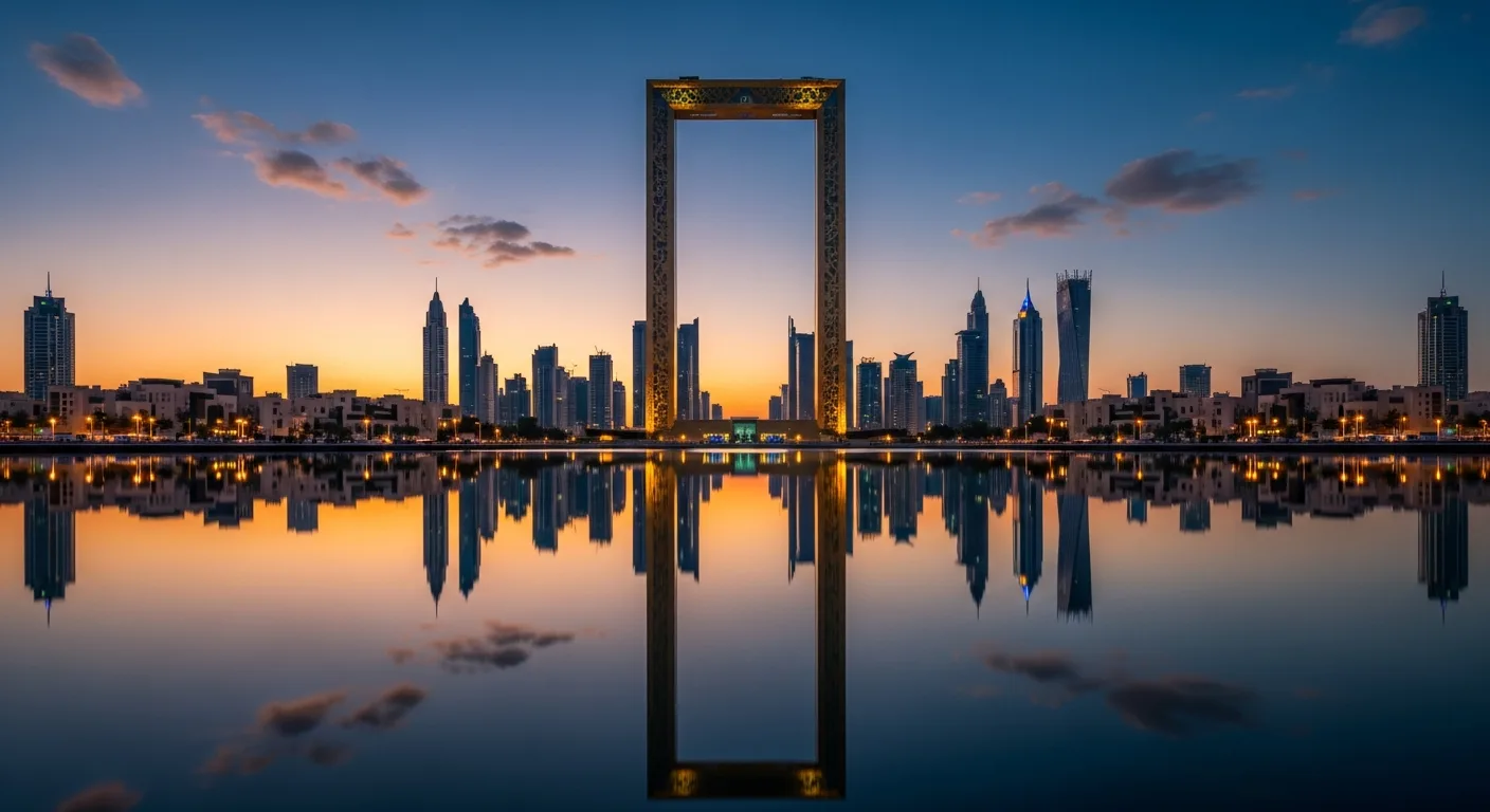 Dubai Frame glowing